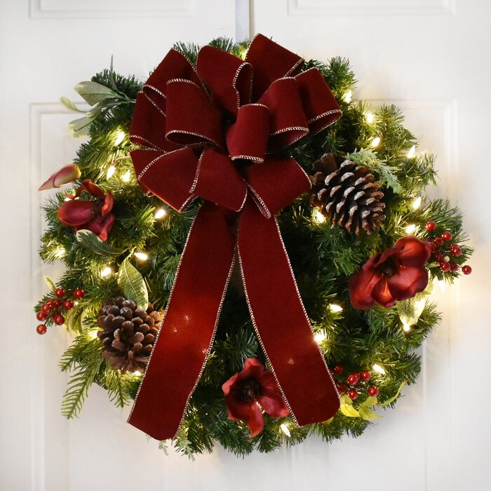 The Holiday Aisle® 24" Christmas Wreath with Lights & Reviews Wayfair